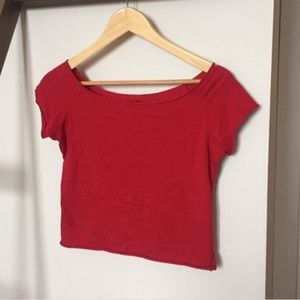 Brandy Melville red boatneck crop top